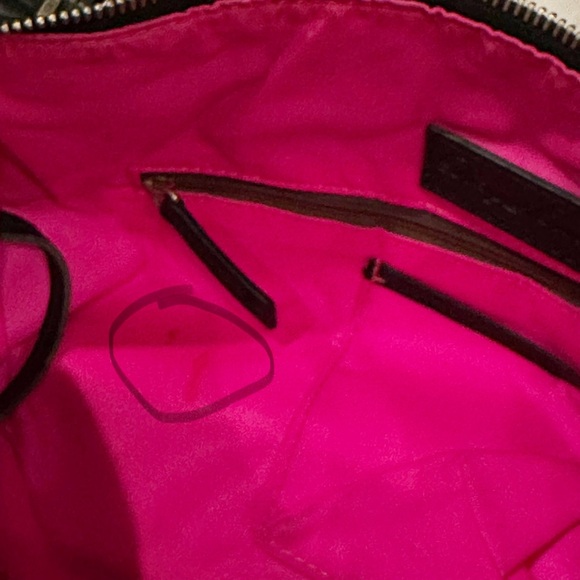 Dooney & Bourke Large Nina Shoulder Handbag Black Nylon Fuschia Lining - Picture 16 of 16